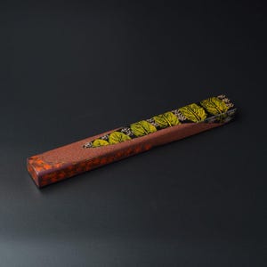 Presse-papiers en laque Ryukyu Bunchin Nature Japon Fait main Lettre Calligraphie Shodo Cadeau Art Feuille Fleur Motif Okinawa Artisanat 2 420 g