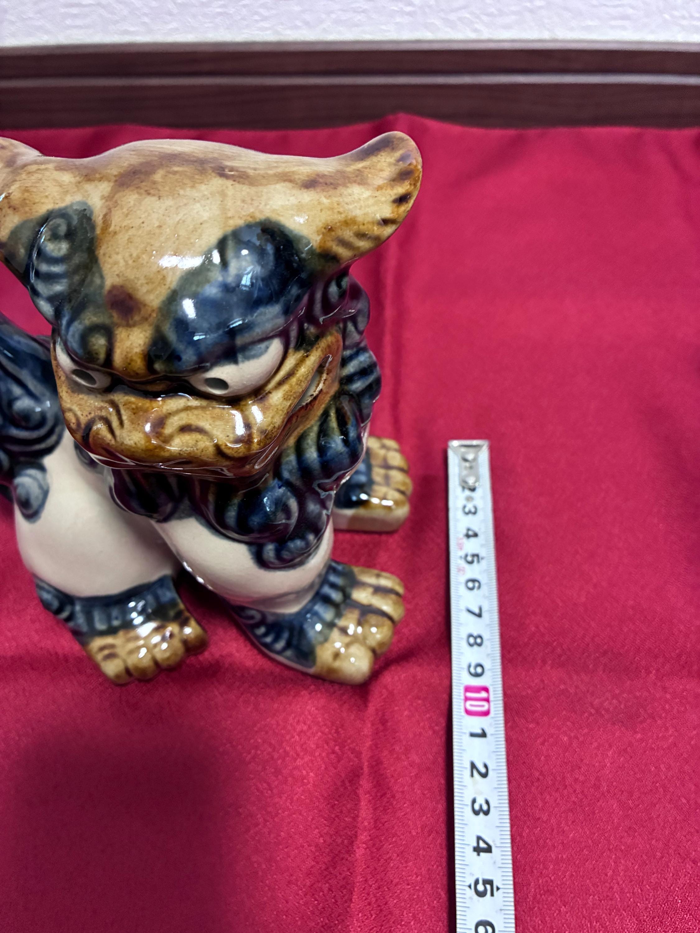 SHISA Lion Statue Ornament Ceramics Pottery Figurine Okinawa