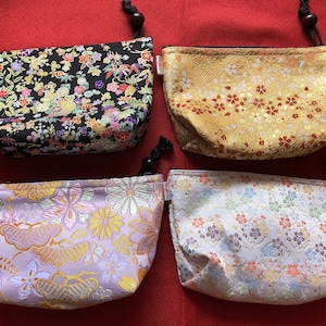 Japonês pequeno saco floral com zíper bolsa de cartão cosmético mudança moeda bolsa flor feita no japão kyoto 7.4x5.2x2 polegadas list2
