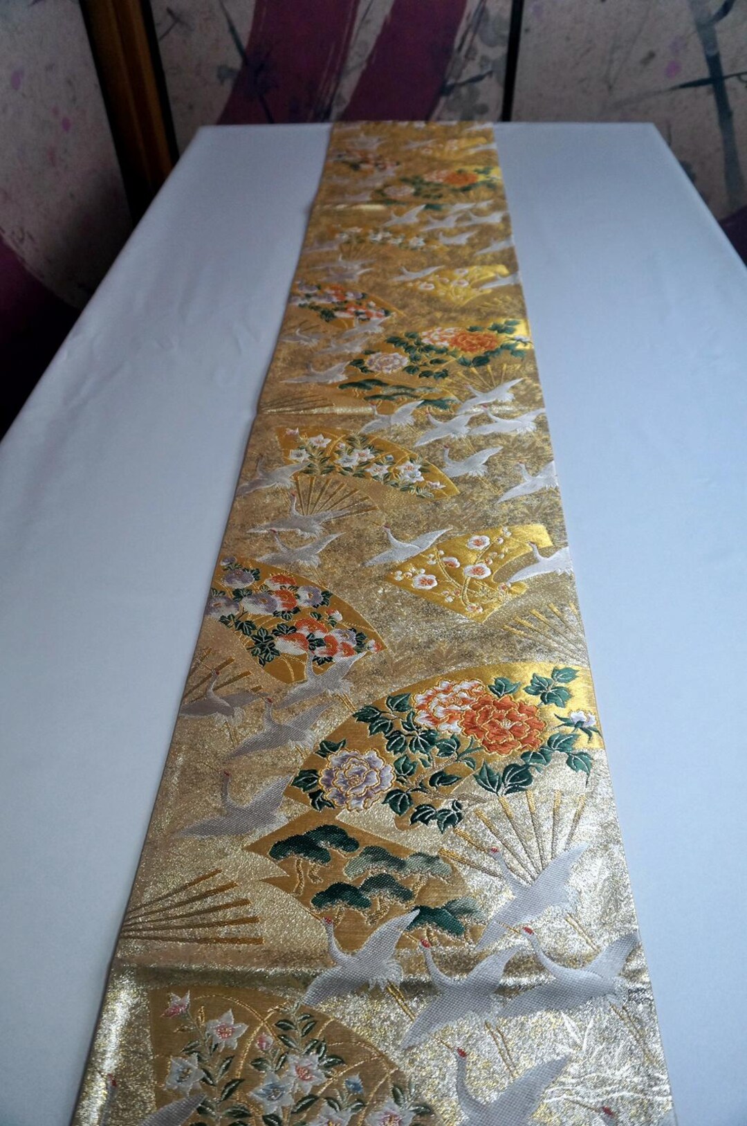 Kimono japonais Obi Fukuro Obi avec motif grue et