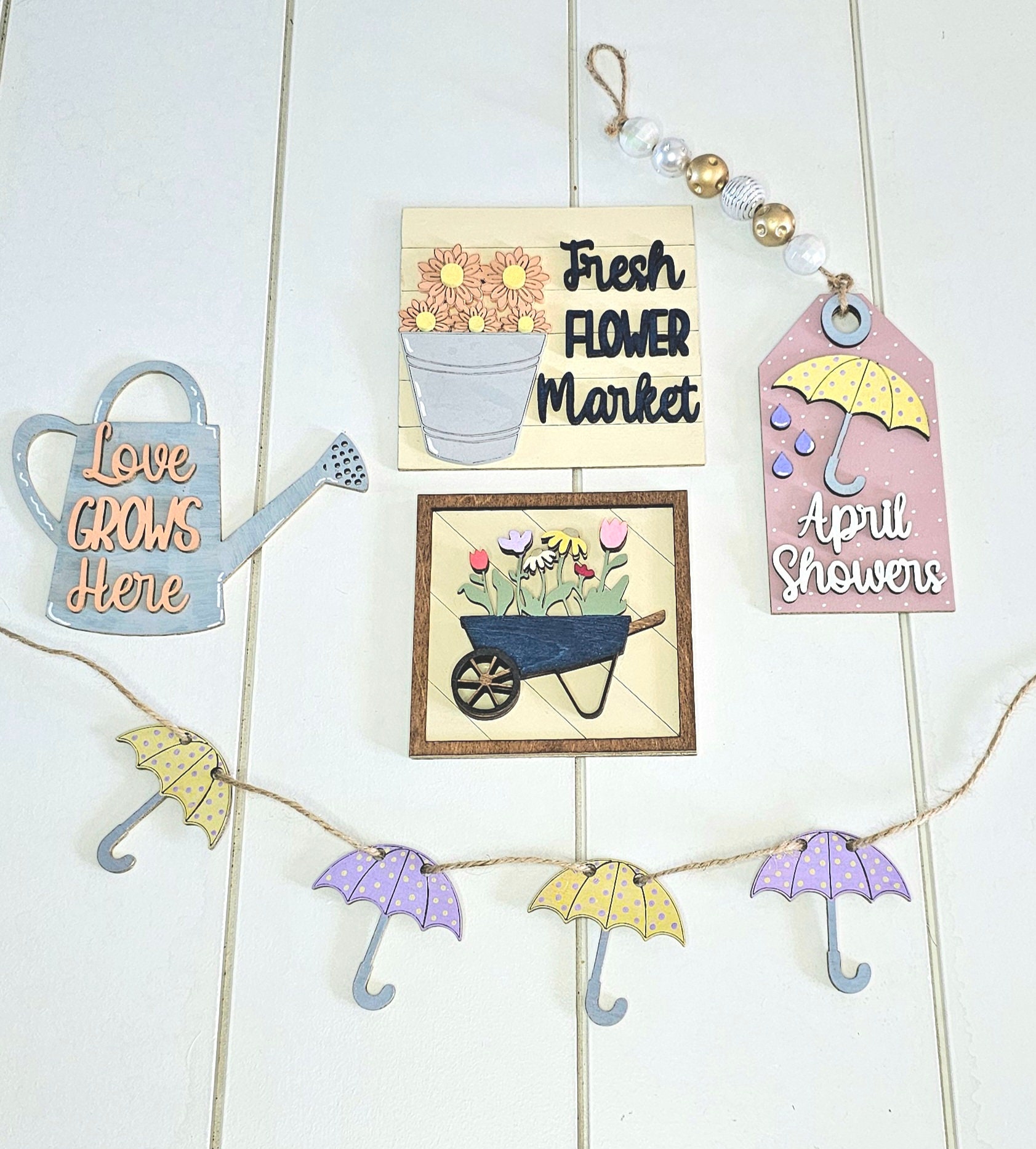 April Showers Spring Tiered Tray Sign Bundle - Etsy