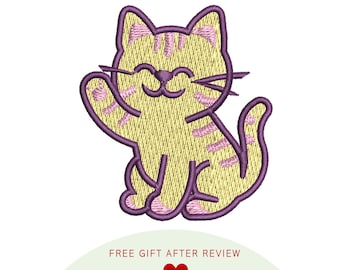 アニメ Happy Cat Kitty Katze - 機械刺繍デザイン (PES、DST、JEF) Stickmaschine 用 Stickdate