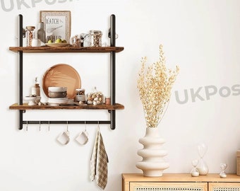 Handmade 2 Tier Wooden Industrial Shelves | Corner Shelves | Modern Shelves | Bathroom Shelves | Wall Shelves | Floating Shelves
