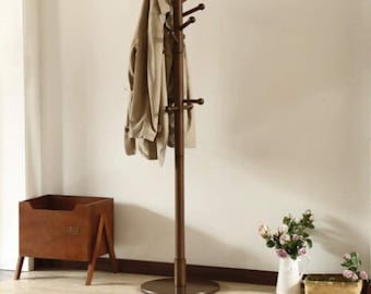 Handmade Wood Standing Coat Rack With 11 Hooks | Modern Coat Rack | Hat Rack | Umbrella Rack | Towel Rack | Coat Hanger | Housewarming Gift
