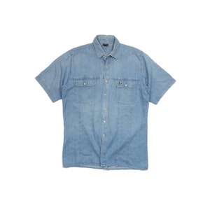 Vintage Denim Shirt Jeans with Embroidery Size M | L
