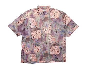 Vintage Abstract Pattern Short Sleeve Shirt | XXL