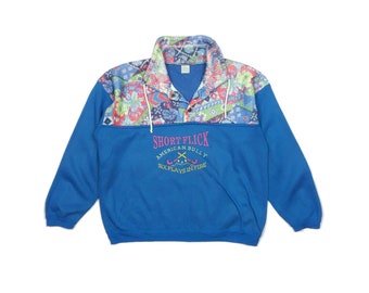 Sudadera de polar con corte cuadrado y gráfico vintage, talla M/L