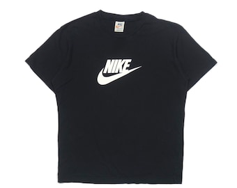 Camiseta negra Nike vintage de los años 80 con logotipo Swoosh / M / L