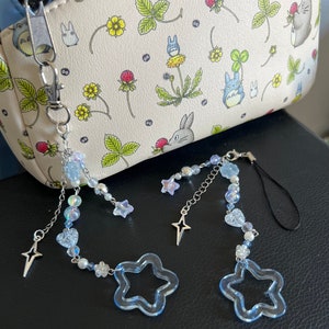 Llavero de estrella azul, colgante para teléfono