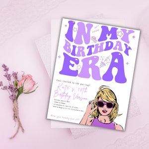 Invito di compleanno automodificabile, decorazioni per feste Eras digitali sfumate, decorazioni per feste Eras, invito per feste Eras Swiftie, In My Era