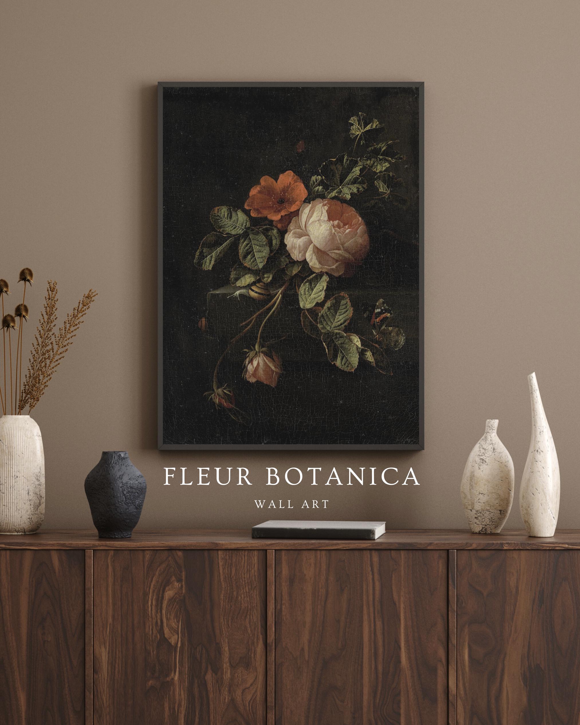 Vintage Rose Still Life Art Print, Antique Floral Painting (digital ...