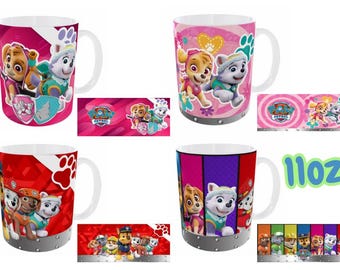 パウ・パトロール ラップ昇華デザイン PNG 4個、マグカップ 11オンス