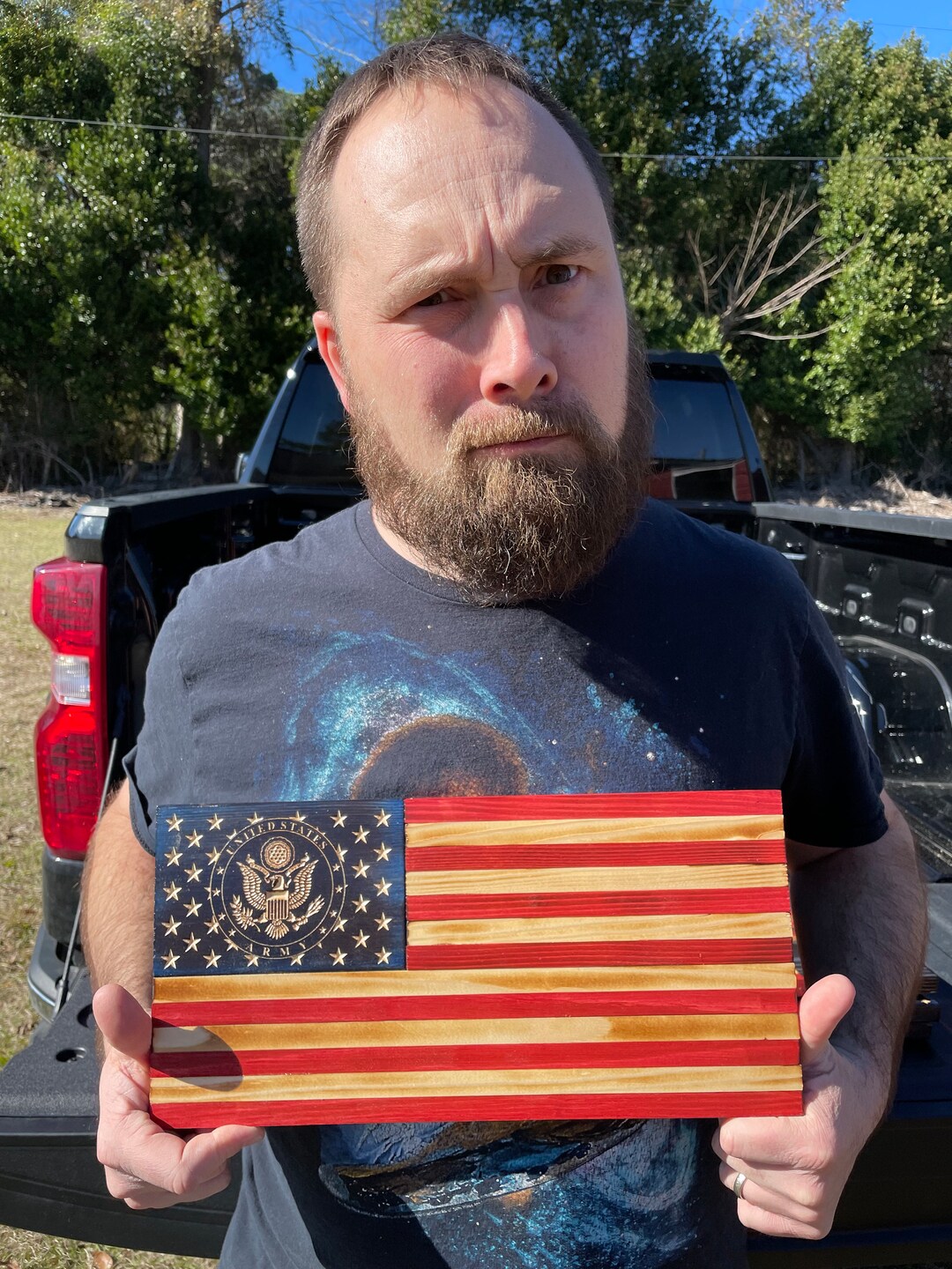 US Wood Army Flag, Rustic Wood Flag, Wall Decor, Patriotic, Small Wood