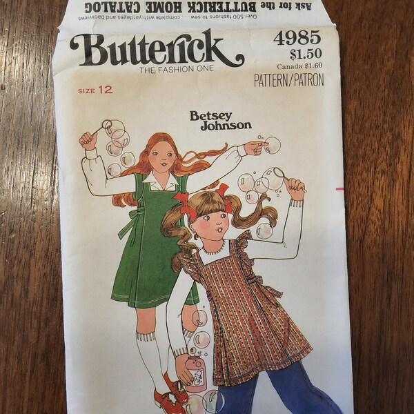 Butterick Muster 4985 Mädchen Pullover und Top Gr. 12