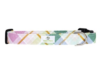 Hala's Paws Jewel Spring Plaid Dog Collar