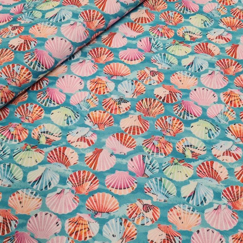 Shells Waterproof Canvas Fabric, Outdoor Cushions Fabric, Craft Fabric