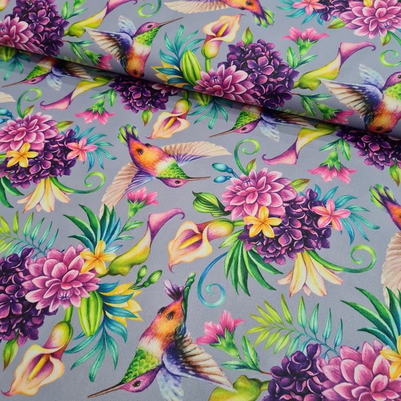 Hummingbirds Waterproof Canvas Fabric, Outdoor Cushions Fabric, Craft