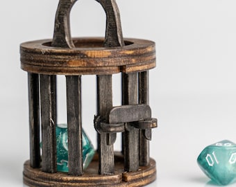 Dice Jail SVG Laser Cut, Dice Cage with Sliding Door for DND