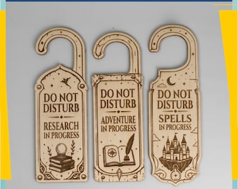 Wizard Door Hanger SVG Bundle, Fantasy Bookish Room Decor | Laser Cut Magical Door Sign