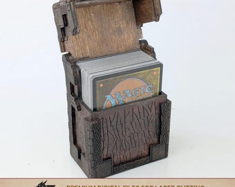 MTG Deck Box SVG | Wooden Fantasy Card Holder Digital file for Laser Cut