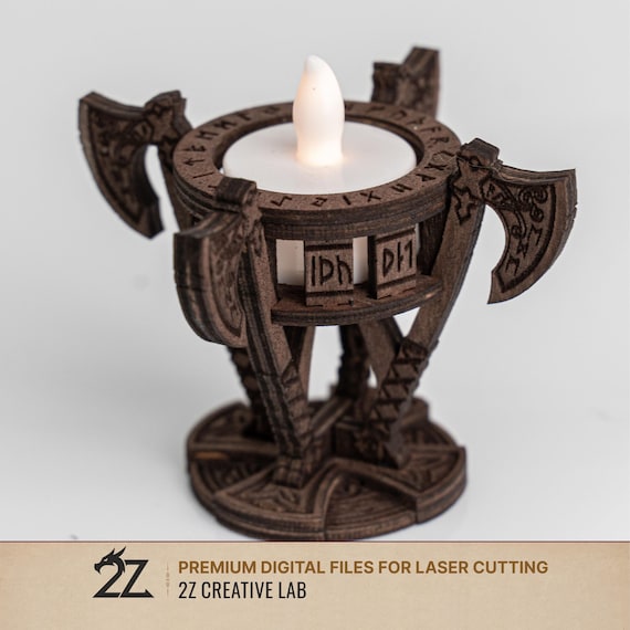 Viking Axe Candle Holder SVG | Norse Tealight Lantern | Laser Cut Viking Decor