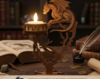 Dragon Candle Holder SVG | Fantasy LED Tealight Holder | Gothic Laser Cut File