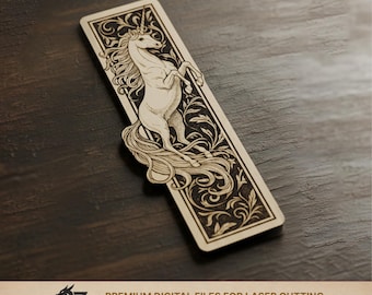 Unicorn Bookmark SVG | Gothic Fantasy Laser Cut File for Wood, Glowforge Engraved Bookmark Template