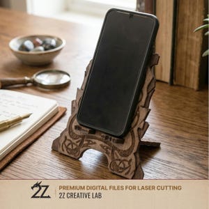 Viking telefonställ SVG | Jelling Style nordisk konst | Laserskuren digital fil