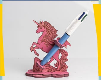 Unicorn Pen Holder SVG | Fantasy Laser Cut Desk Decor | Wooden Engraved Pen Stand Template