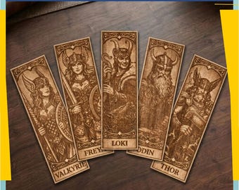Norse Mythology Bookmark SVG Bundle | Laser Cut Bookmark Files | Odin Thor Freya Loki Valkyrie