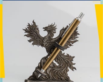 Rising Phoenix Pen Holder SVG | Fantasy Laser Cut Desk Decor | Wooden Engraved Stand
