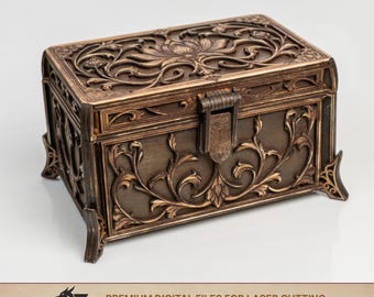 Art Nouveau Jewelry Box Laser Cut Files | 3 mm Plywood, Removable Inner Tray
