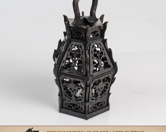 Halloween Lantern SVG | Gothic Laser Cut Lantern for LED Tea Light |  Digital File