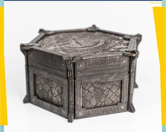 Dragon Eye Dice Box SVG | Hexagon Laser Cut Box | Fantasy Wooden Keepsake