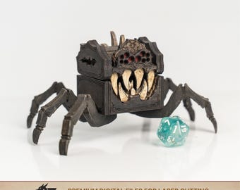 Spider Nano Mimic Chest SVG: Horror Dice Holder Laser Cut File