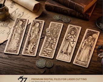 Laser Cut Fantasy Bookmark SVG Bundle | Medieval Elf, Dwarf, Knight, Wizard Designs