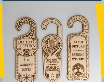 Fantasy Door Hanger SVG Bundle, Viking | Celtic Door Sign, Laser Cut Room Decor