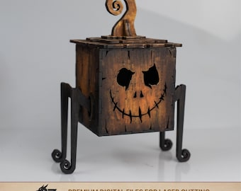 Halloween Lantern SVG | Crooked Skeleton Laser Cut File for LED Tea Light Holder