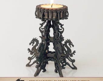 Gothic Dragon Tower Candle Holder SVG | Fantasy Laser Cut Lantern File