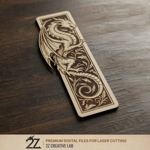 Dragon Bookmark SVG | Gothic Fantasy Laser Cut File for Wood, Glowforge Engraved Bookmark Template