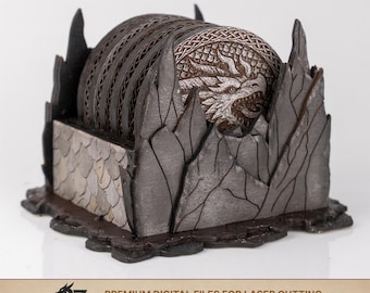 Dragon Coaster Holder SVG | Fantasy Laser Cut Coaster Set – DnD Tabletop Decor Digital File