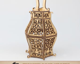Laser Cut Lantern SVG | Decorative Wooden Lamp for LED Candle
