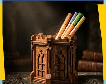 Medieval Pen Holder SVG | Knight Templar Laser Cut File (Digital Download)