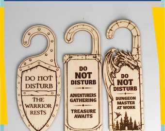 DND Door Hanger SVG Bundle, Dungeon Master Sign | Fantasy RPG Laser Cut Door Decor