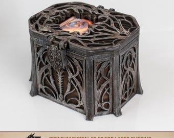 Gothic MTG Deck Box Laser Cut Files | Removable Card Display & Magnetic Lid