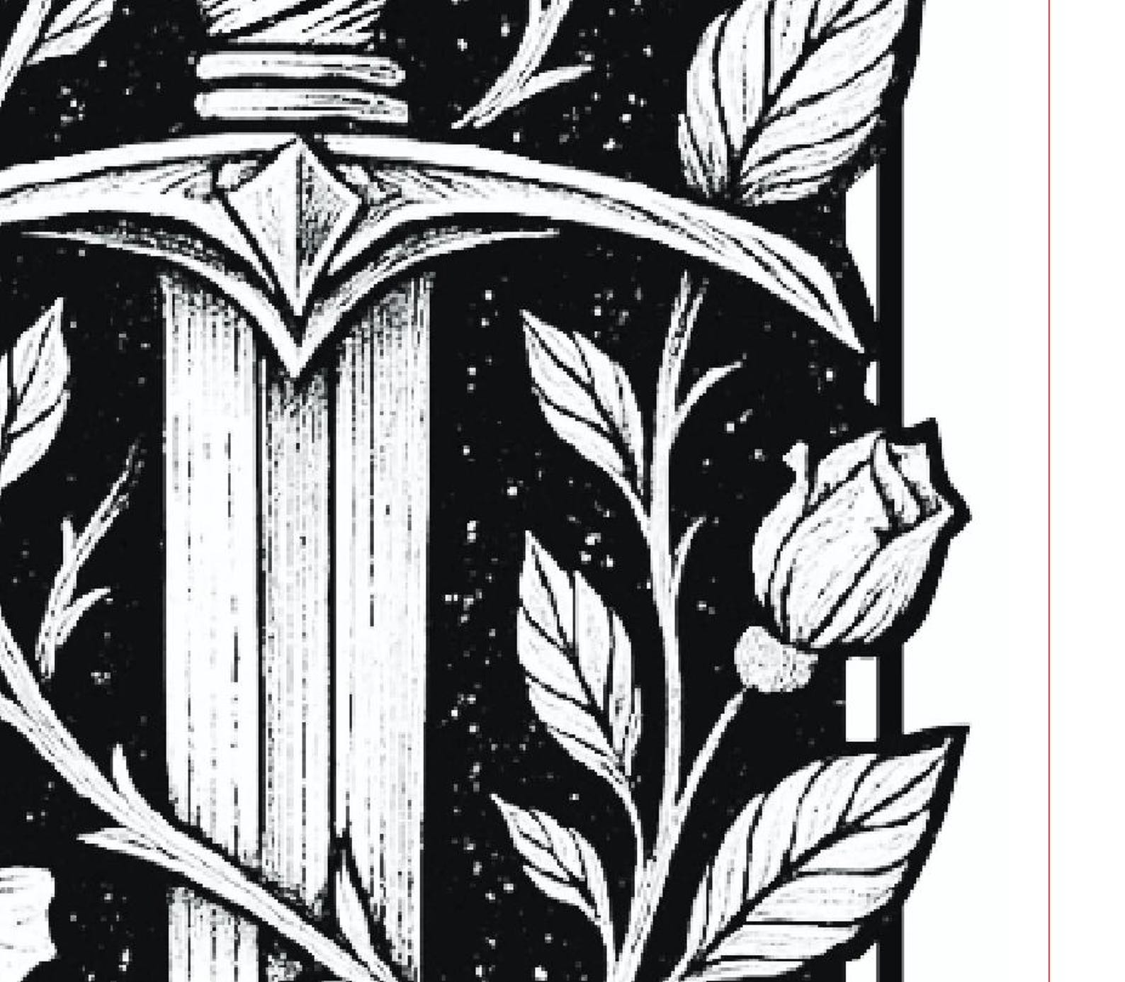 Sword With Roses Printable Sword & Roses Bookmark SVG | Gothic Engraved Laser Cut File for Wood ...