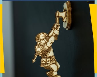 Dwarf Axe Hook Magnet SVG | Laser Cut Fantasy File 3mm Wood