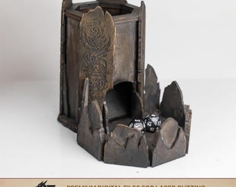 Four Elements Dice Tower SVG, 3mm Laser Cut File with Tray for Tabletop RPGs