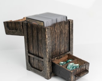 TCG Deck Box SVG Laser Cut File, 100 Card Holder with Drawer (digital download)