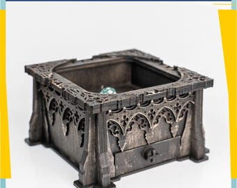Gothic Dice Tray with Drawer SVG | Fantasy Box & Rolling Tray for Laser Cutting